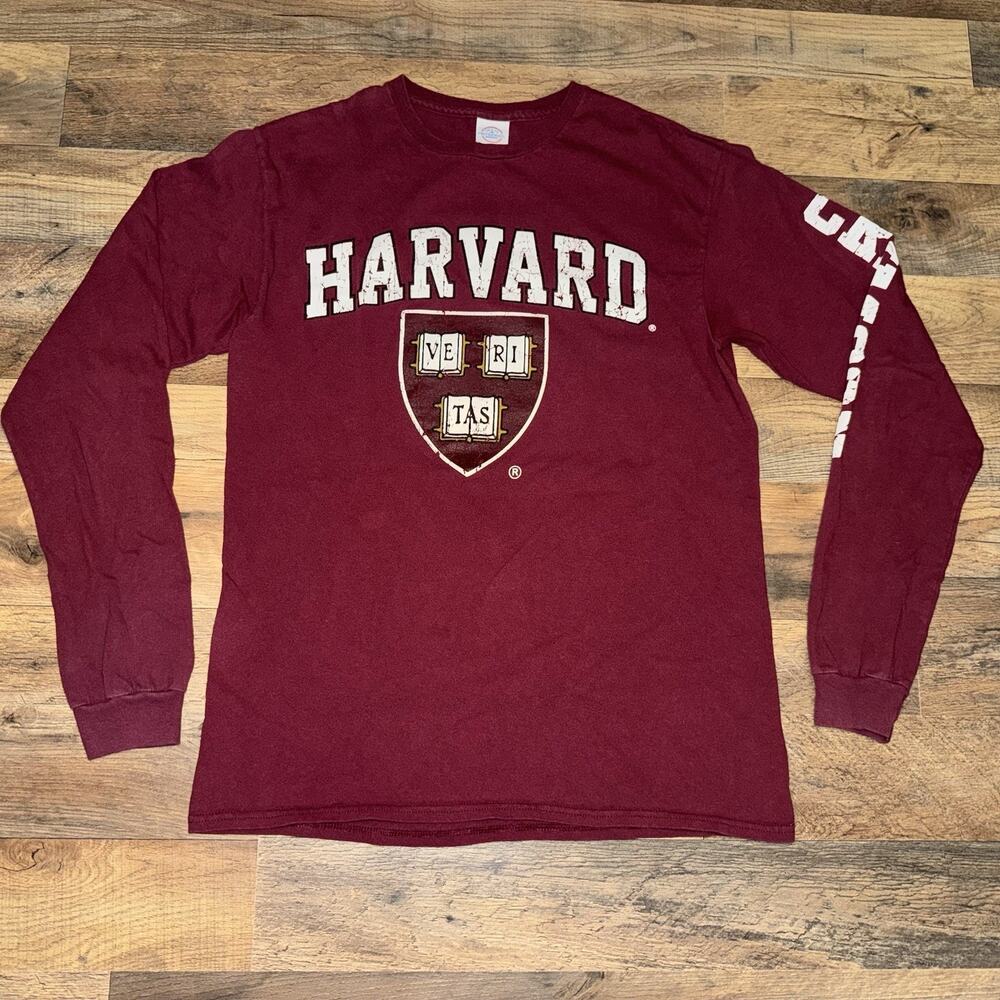 Harvard University Medium Crimson Long Sleeve Tee Shirt Pro‎ Weight EUC